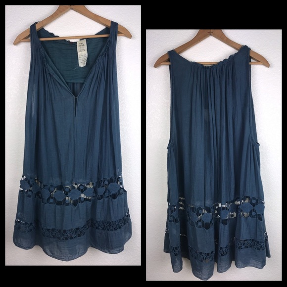 FP ONE Gauzy Linen Crochet Tunic Sundress Dress - Picture 3 of 8